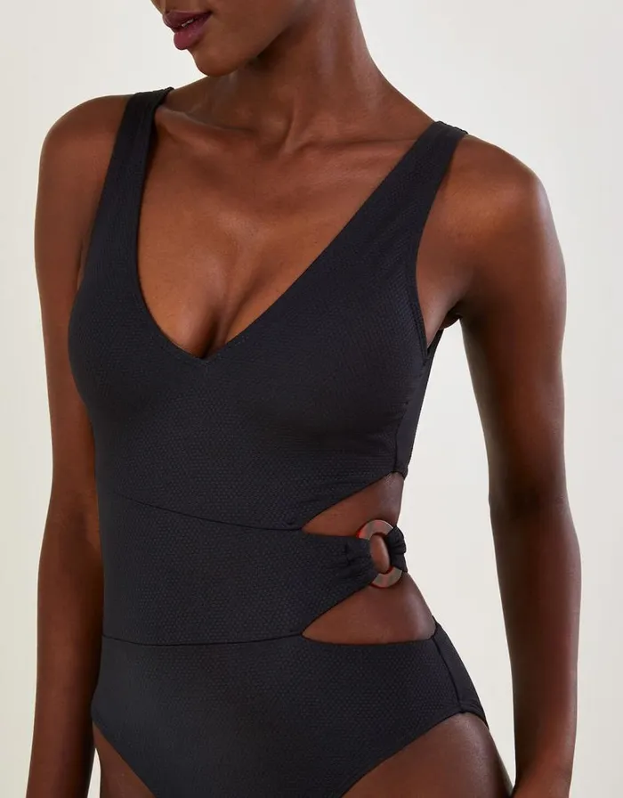 Monsoon Plain CutOut ORing Swimsuit With Recycled Polyester Black Women Beachwear and Swimwear Monsoon Plain CutOut ORing Swimsuit With Recycled Polyester Black Women Beachwear and Swimwear