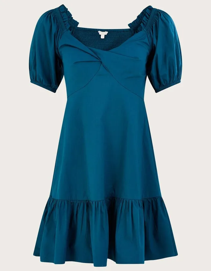 Monsoon Plain Poplin Tier Dress Teal Women Beachwear and Swimwear Monsoon Plain Poplin Tier Dress Teal Women Beachwear and Swimwear