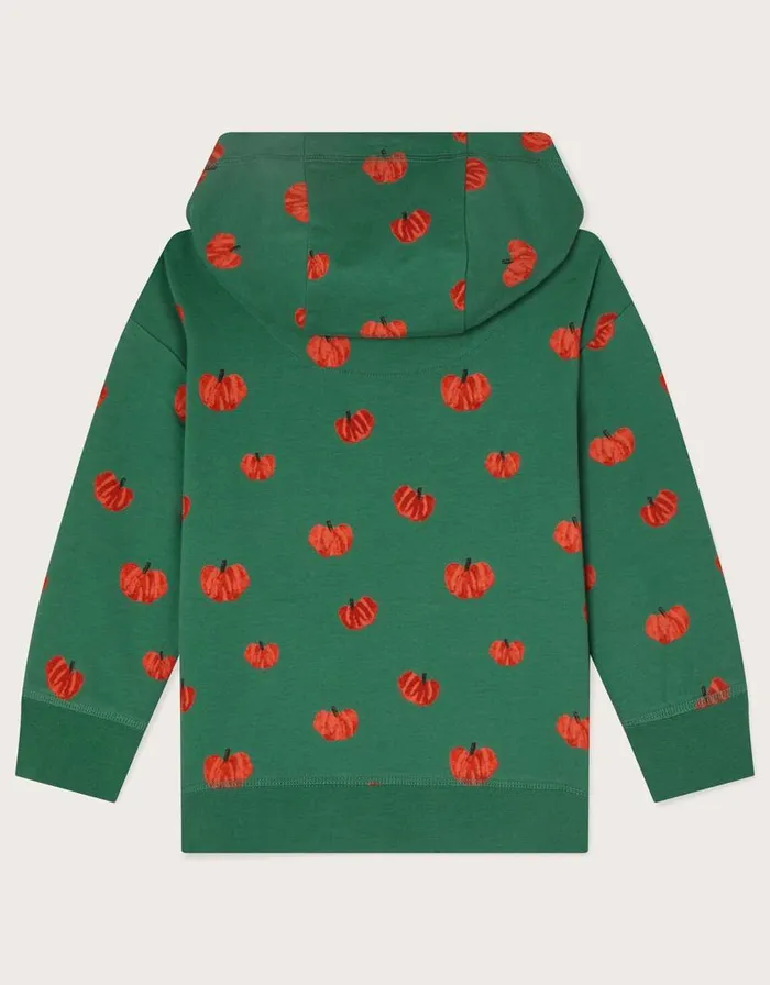 Monsoon Pumpkin Print Hoodie Green Children Knitwear Jumpers and Hoodies Monsoon Pumpkin Print Hoodie Green Children Knitwear Jumpers and Hoodies