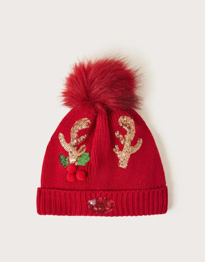 Monsoon Reindeer Beanie Hat Red Children Hats and Sunglasses