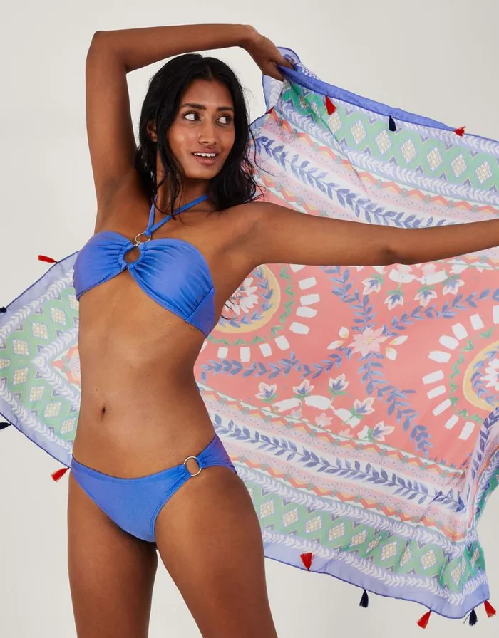 Monsoon Ring Detail Plain Bikini Bottoms Blue Women Beachwear and Swimwear
