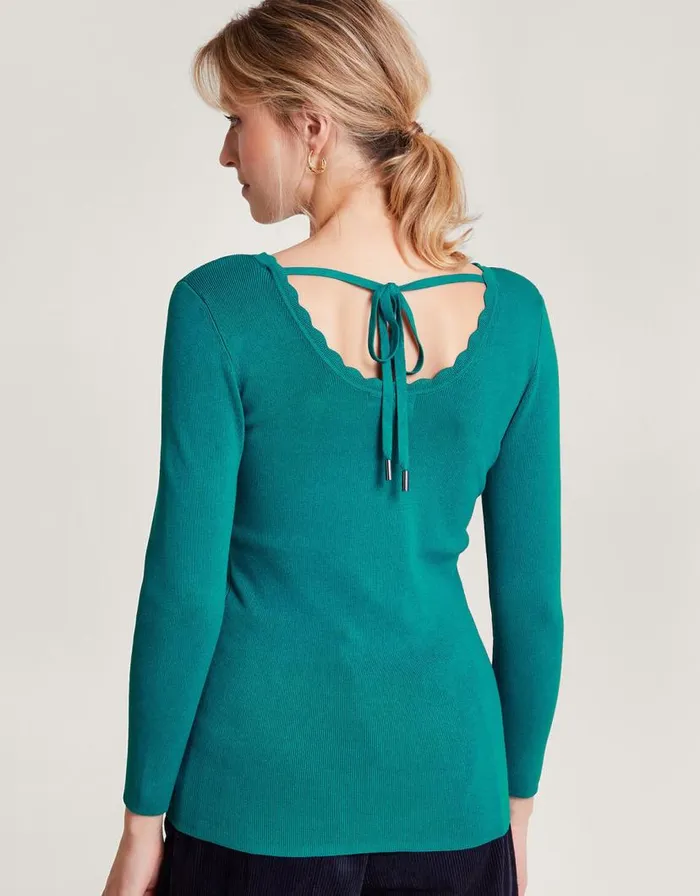 Monsoon Round Tie Back Scoop Jumper Teal Women Casualwear Monsoon Round Tie Back Scoop Jumper Teal Women Casualwear