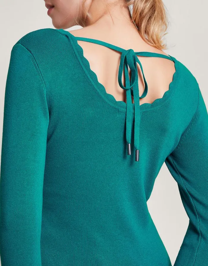 Monsoon Round Tie Back Scoop Jumper Teal Women Casualwear Monsoon Round Tie Back Scoop Jumper Teal Women Casualwear