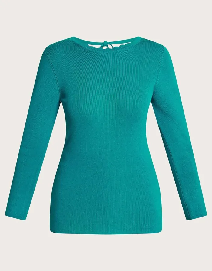 Monsoon Round Tie Back Scoop Jumper Teal Women Casualwear Monsoon Round Tie Back Scoop Jumper Teal Women Casualwear