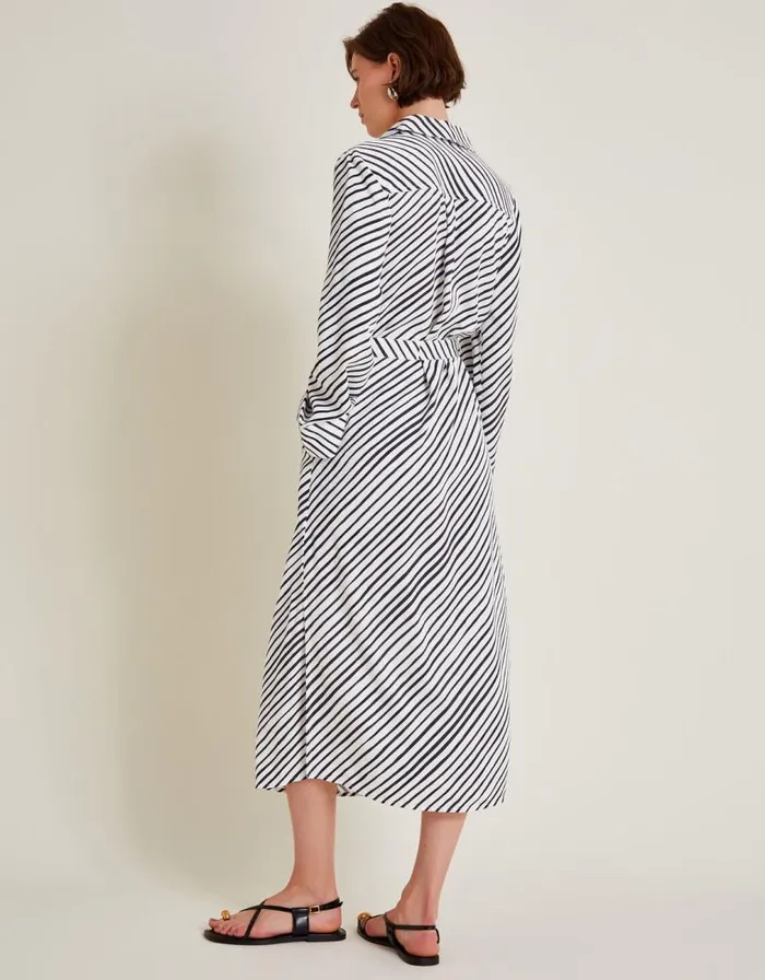 Monsoon Sabitha Stripe Midi Shirt Dress Black Women Casualwear Monsoon Sabitha Stripe Midi Shirt Dress Black Women Casualwear