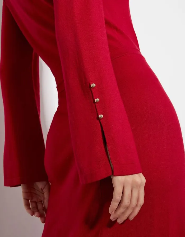 Monsoon Sal Slash Knit Dress Red Women Knitwear Monsoon Sal Slash Knit Dress Red Women Knitwear