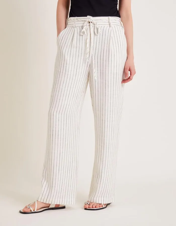 Monsoon Sara Stripe Trousers Ivory Women Trousers and Jeans Monsoon Sara Stripe Trousers Ivory Women Trousers and Jeans