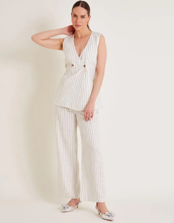 Monsoon Sara Stripe Trousers Ivory Women Trousers and Jeans Monsoon Sara Stripe Trousers Ivory Women Trousers and Jeans