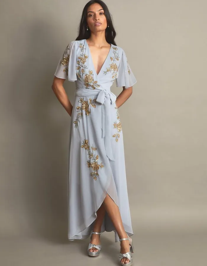 Monsoon Sarah Embellished Wrap Dress Women Occasionwear