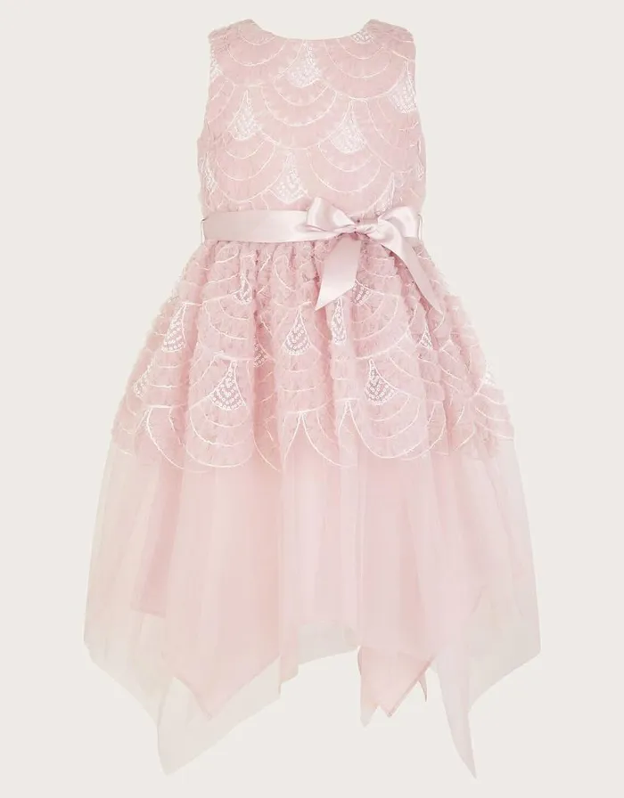 Monsoon Scallop Embellished Tulle Dress Pink Children Dresses
