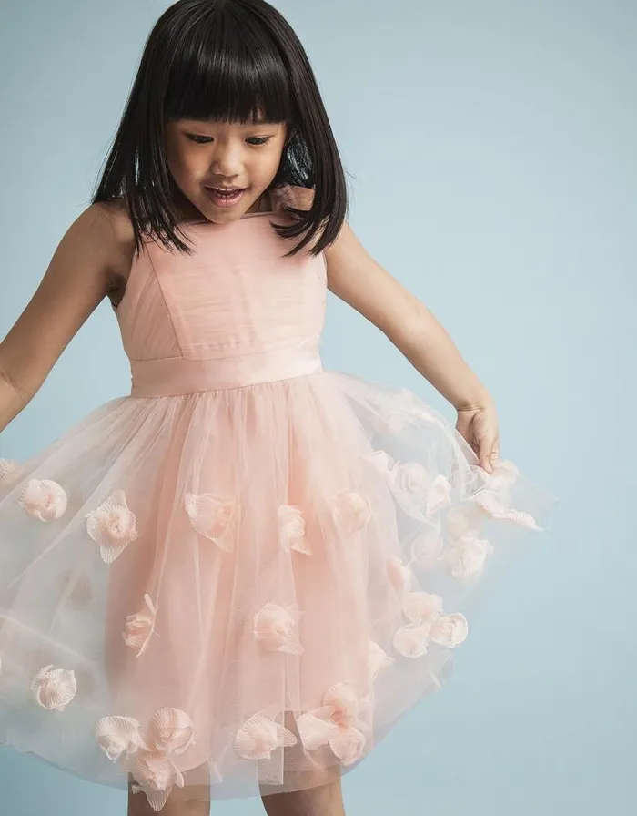 Monsoon Serenata Rose 3D Dress Pink Children Dresses