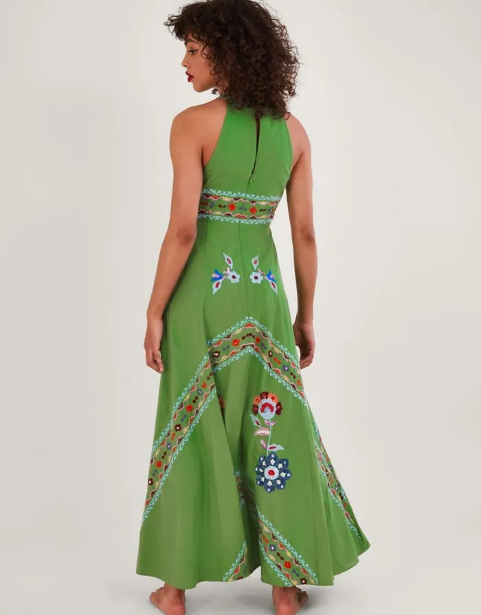 Monsoon Shirley Ring Detail Embellished Maxi Dress Green Women Occasionwear Monsoon Shirley Ring Detail Embellished Maxi Dress Green Women Occasionwear