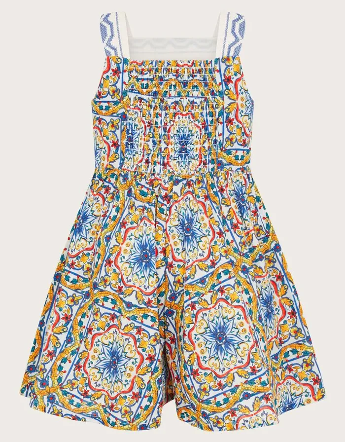 Monsoon Sicilian Print Culotte Playsuit Blue Children Dresses Monsoon Sicilian Print Culotte Playsuit Blue Children Dresses