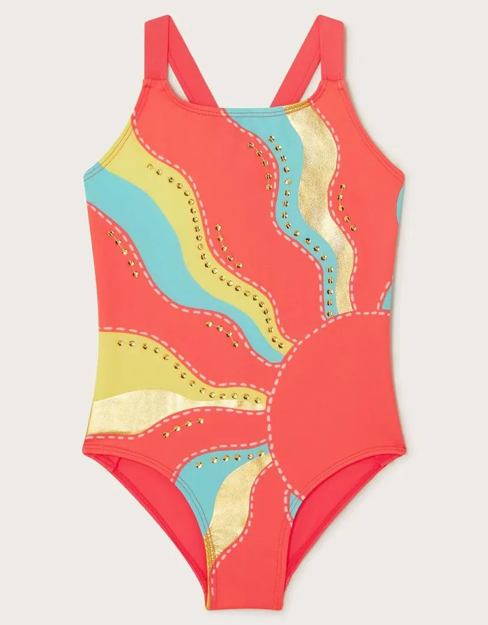 Monsoon Sunshine Sequin Swimsuit Orange Children Beachwear and Swimwear