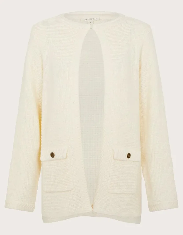 Monsoon Tabby Textured Open Front Cardigan Ivory Women Cardigans Monsoon Tabby Textured Open Front Cardigan Ivory Women Cardigans