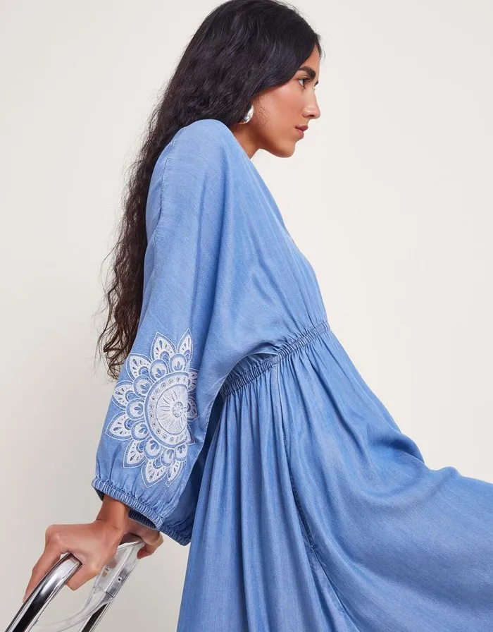 Monsoon Tabitha Embroidered Denim Dress Blue Women Casualwear Monsoon Tabitha Embroidered Denim Dress Blue Women Casualwear