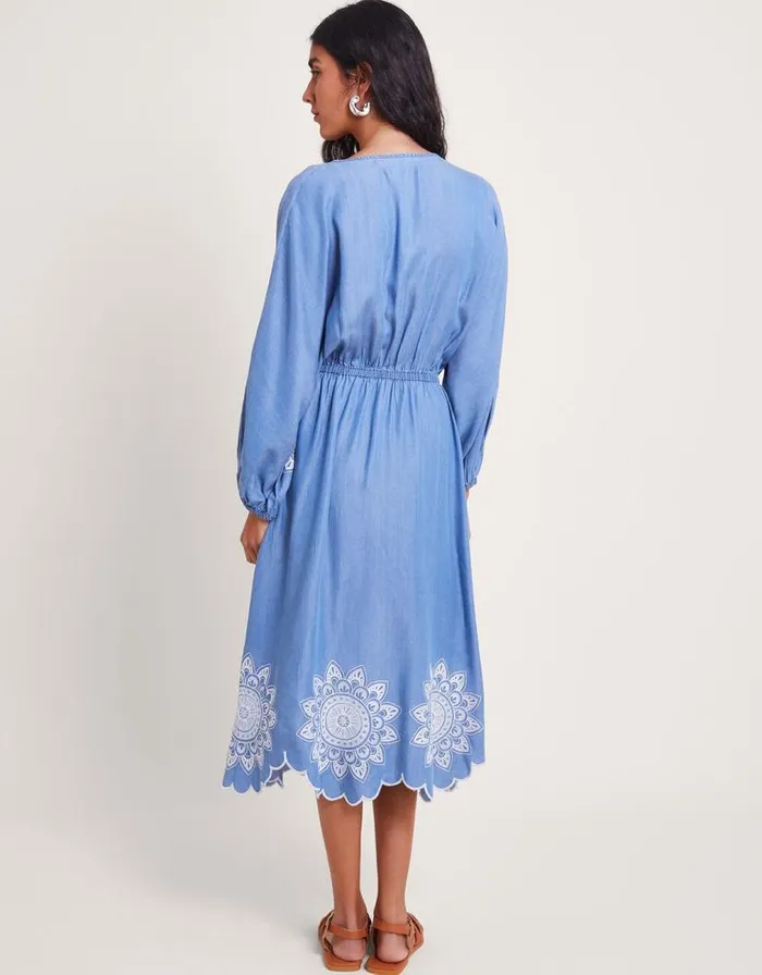 Monsoon Tabitha Embroidered Denim Dress Blue Women Casualwear Monsoon Tabitha Embroidered Denim Dress Blue Women Casualwear
