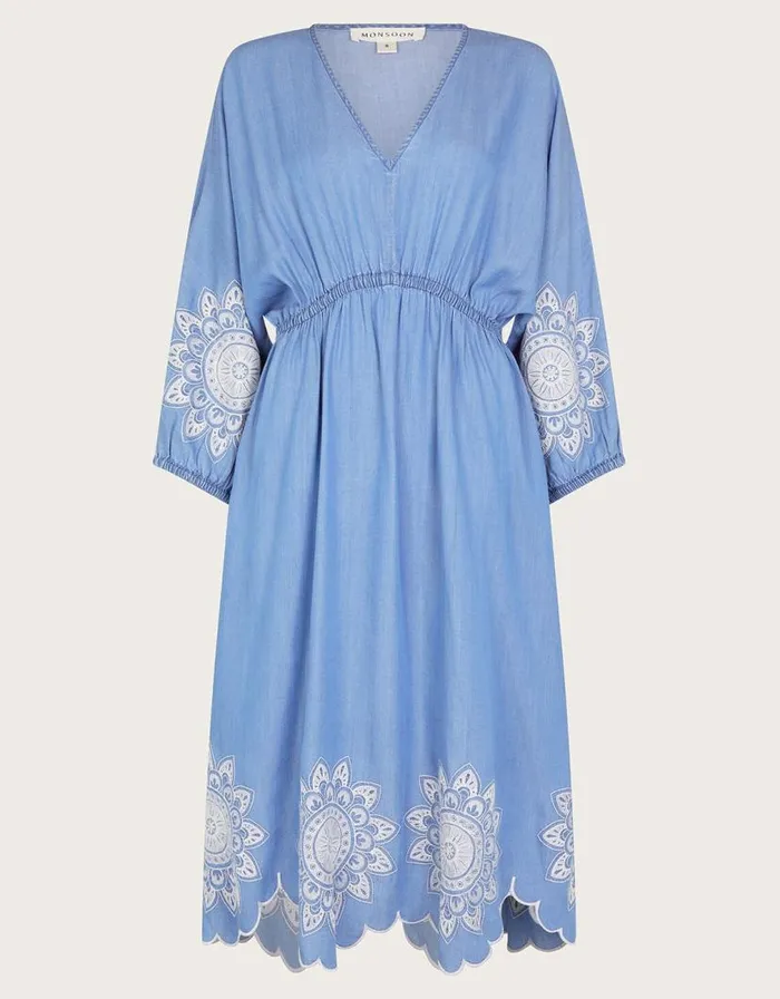 Monsoon Tabitha Embroidered Denim Dress Blue Women Casualwear Monsoon Tabitha Embroidered Denim Dress Blue Women Casualwear
