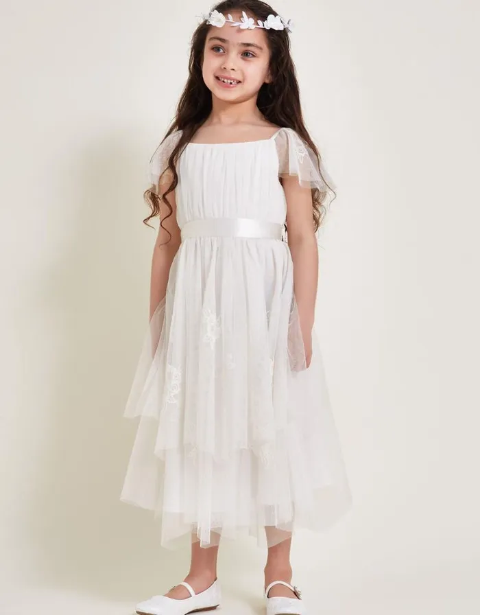 Monsoon Theodora Embroidered Dress Ivory Children Dresses
