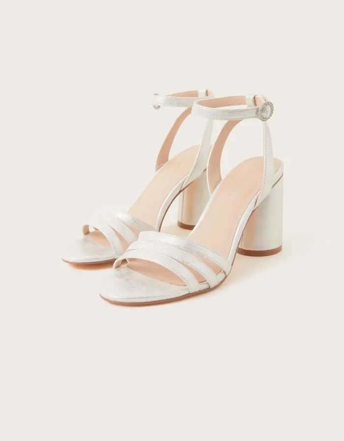Monsoon Trio Strap Block Heeled Sandals Silver Women Sandals Monsoon Trio Strap Block Heeled Sandals Silver Women Sandals