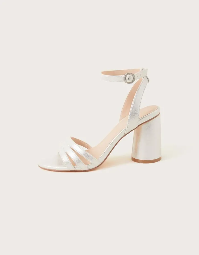 Monsoon Trio Strap Block Heeled Sandals Silver Women Sandals Monsoon Trio Strap Block Heeled Sandals Silver Women Sandals