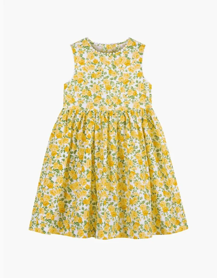 Monsoon Trotters Rose Print Dress Yellow Children Dresses Monsoon Trotters Rose Print Dress Yellow Children Dresses