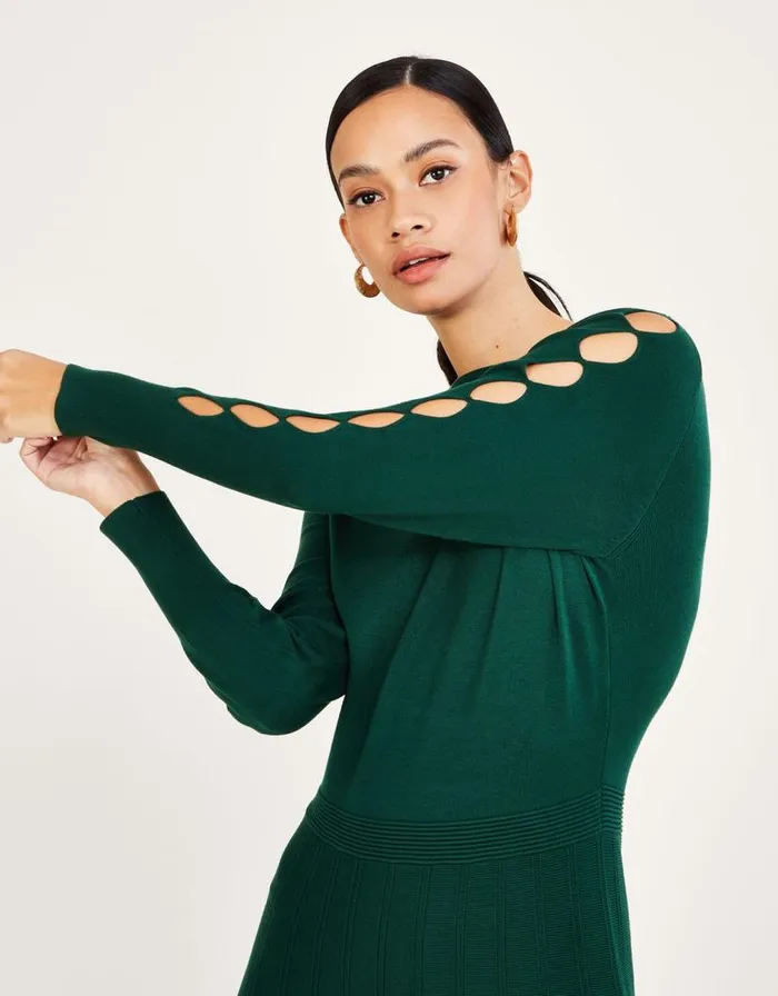 Monsoon Twist CutOut Detail Maxi Dress Green Women Knitwear Monsoon Twist CutOut Detail Maxi Dress Green Women Knitwear