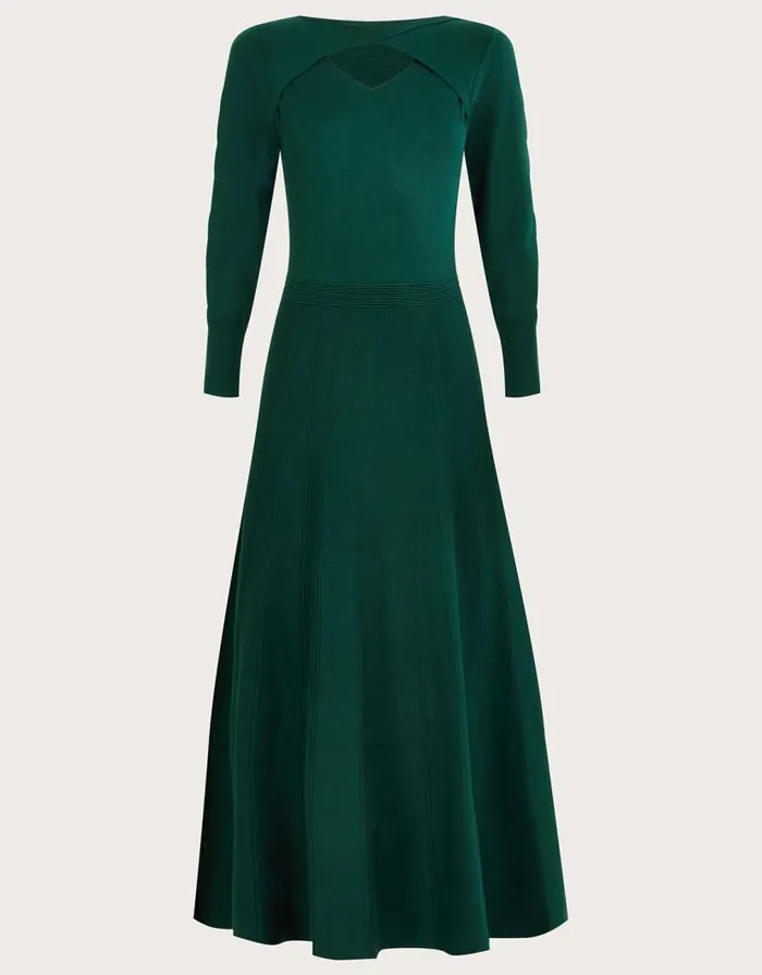Monsoon Twist CutOut Detail Maxi Dress Green Women Knitwear Monsoon Twist CutOut Detail Maxi Dress Green Women Knitwear