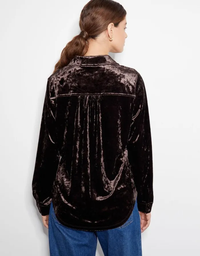 Monsoon Vida Velvet Shirt Brown Women Tops and Blouses Monsoon Vida Velvet Shirt Brown Women Tops and Blouses