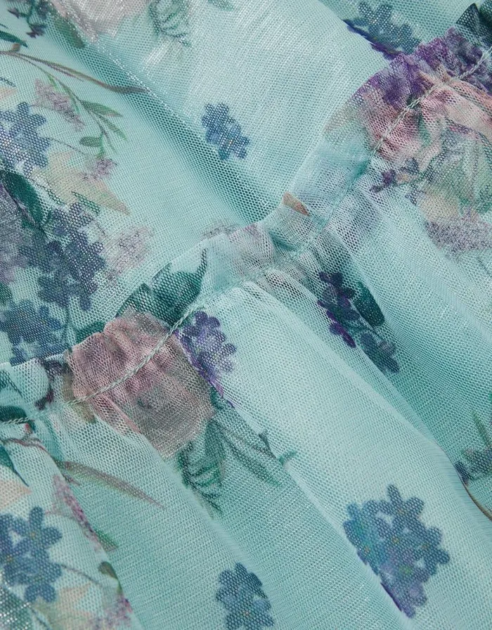 Monsoon Vintage Floral Mesh Dress Teal Children Dresses Monsoon Vintage Floral Mesh Dress Teal Children Dresses