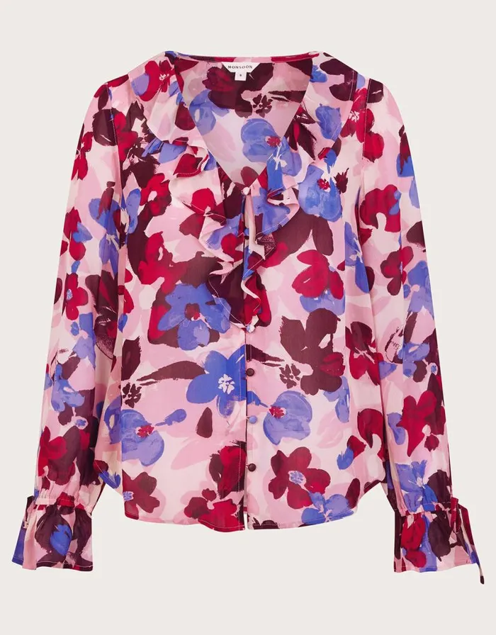 Monsoon Vittoria Floral Print Blouse Pink Women Tops and Blouses Monsoon Vittoria Floral Print Blouse Pink Women Tops and Blouses