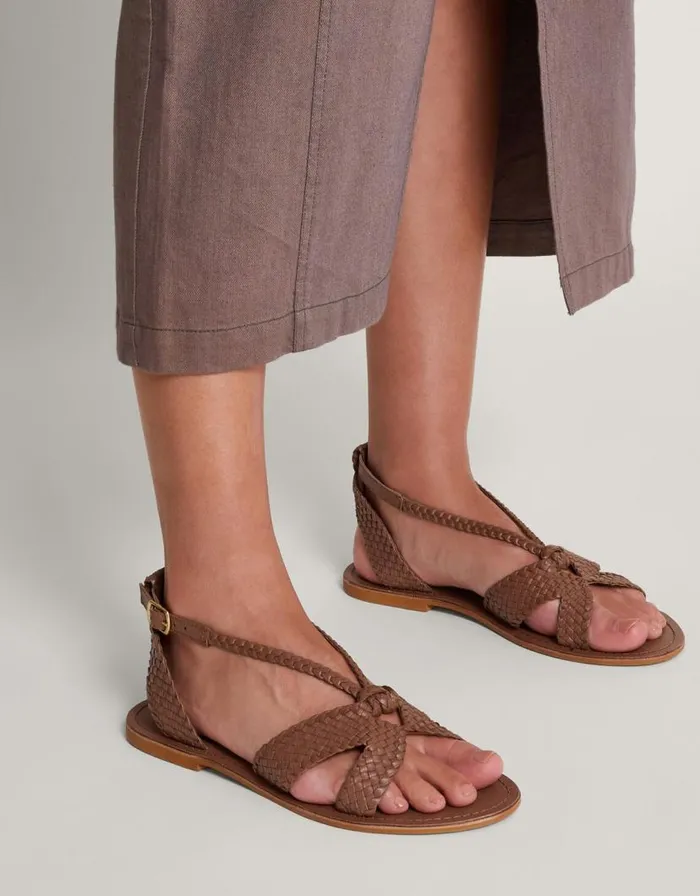 Monsoon Woven Leather Sandals Tan Women Sandals