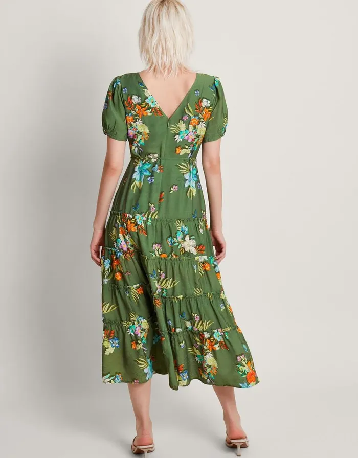 Monsoon Zafia Tiered Dress Green Women Occasionwear Monsoon Zafia Tiered Dress Green Women Occasionwear
