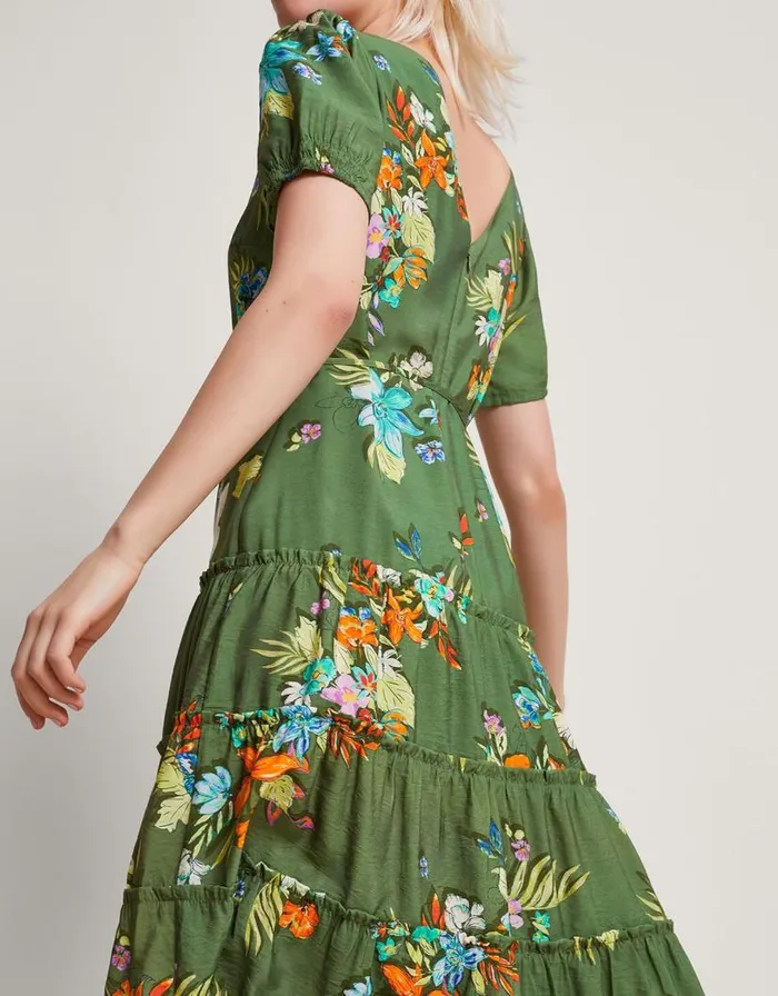 Monsoon Zafia Tiered Dress Green Women Occasionwear Monsoon Zafia Tiered Dress Green Women Occasionwear