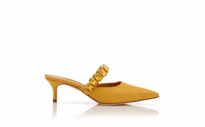 Mules Women Manolo Blahnik HUMIBAMUYellow Moire Jewel Strap Mules Mules Women Manolo Blahnik HUMIBAMUYellow Moire Jewel Strap Mules