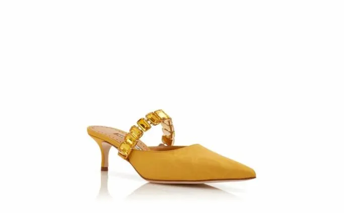Mules Women Manolo Blahnik HUMIBAMUYellow Moire Jewel Strap Mules Mules Women Manolo Blahnik HUMIBAMUYellow Moire Jewel Strap Mules