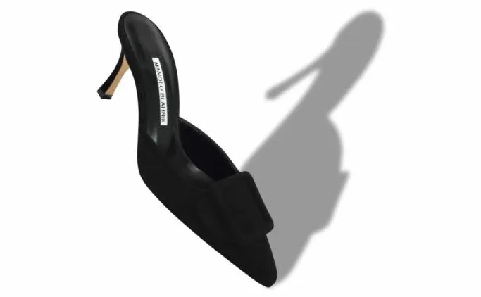 Mules Women Manolo Blahnik MAYSALE 70Black Suede Buckle Mules