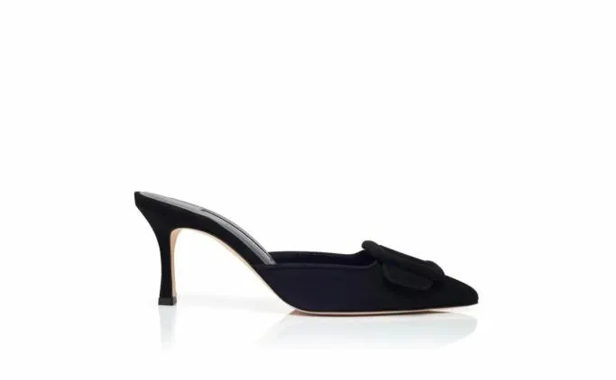 Mules Women Manolo Blahnik MAYSALE 70Black Suede Buckle Mules Mules Women Manolo Blahnik MAYSALE 70Black Suede Buckle Mules