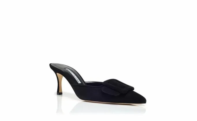 Mules Women Manolo Blahnik MAYSALE 70Black Suede Buckle Mules Mules Women Manolo Blahnik MAYSALE 70Black Suede Buckle Mules