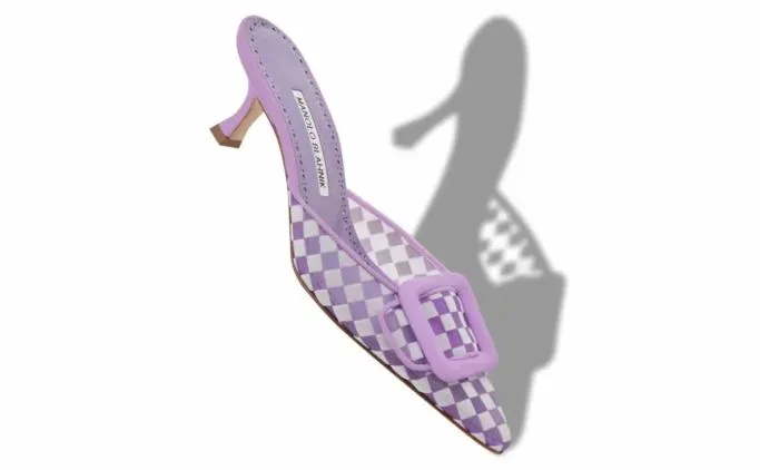 Mules Women Manolo Blahnik MAYSALEBIPurple Mesh Checkered Mules