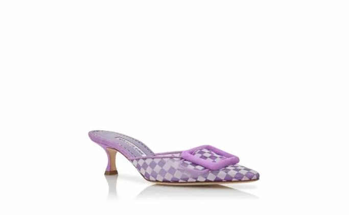 Mules Women Manolo Blahnik MAYSALEBIPurple Mesh Checkered Mules Mules Women Manolo Blahnik MAYSALEBIPurple Mesh Checkered Mules