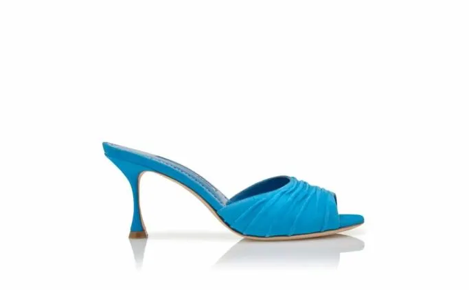 Mules Women Manolo Blahnik PIRUABlue Suede Ruched Open Toe Mules Mules Women Manolo Blahnik PIRUABlue Suede Ruched Open Toe Mules