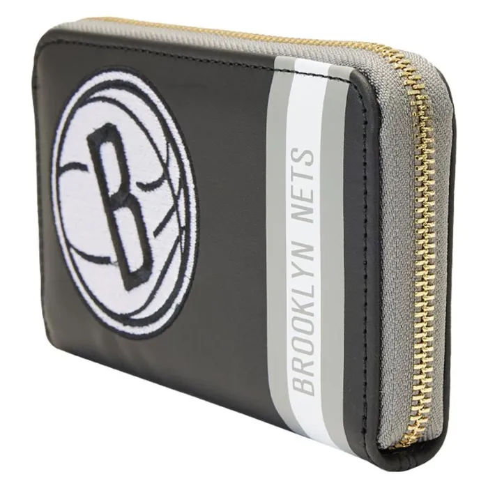 NBA Brooklyn Nets Patch Icons Zip Around Wallet Unisex Loungefly Bags and Wallets