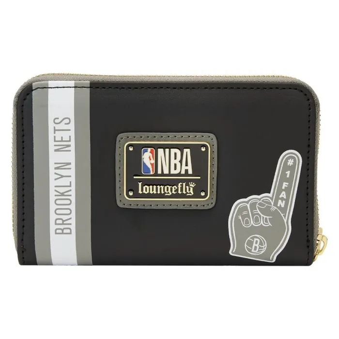 NBA Brooklyn Nets Patch Icons Zip Around Wallet Unisex Loungefly Bags and Wallets