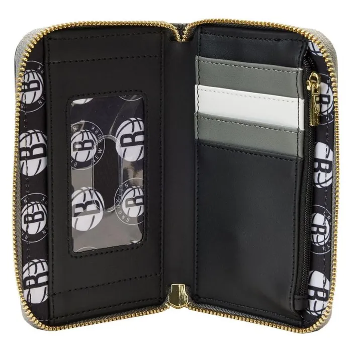 NBA Brooklyn Nets Patch Icons Zip Around Wallet Unisex Loungefly Bags and Wallets