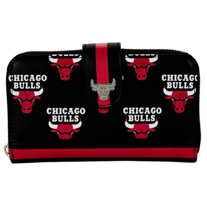 NBA Chicago Bulls Logo Zip Around Wallet Unisex Loungefly Bags and Wallets