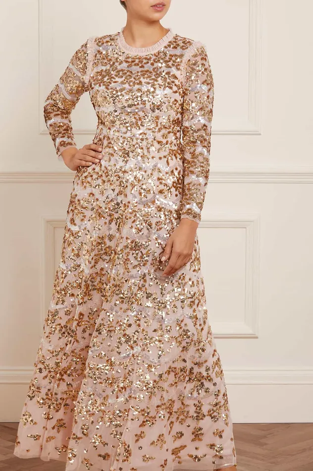 Needle and Thread Alicia Scallop Gown Gold Women Embellished Dresses