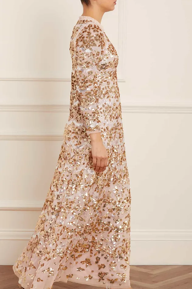 Needle and Thread Alicia Scallop Gown Gold Women Embellished Dresses