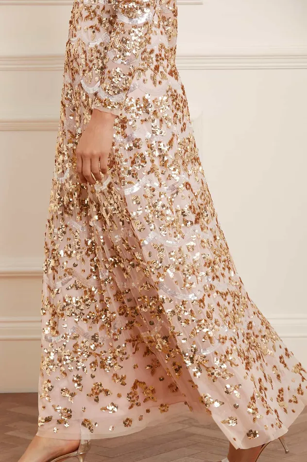Needle and Thread Alicia Scallop Gown Gold Women Embellished Dresses