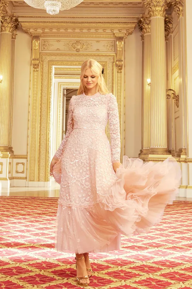 Needle and Thread Alina Sequin Ankle Gown Pink Women Embellished Dresses